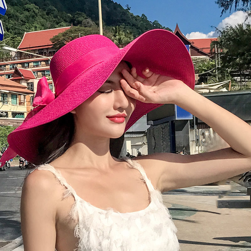 Women's Seaside Summer Vacation Foldable Sun Hat With Wide Brim - Dannycart