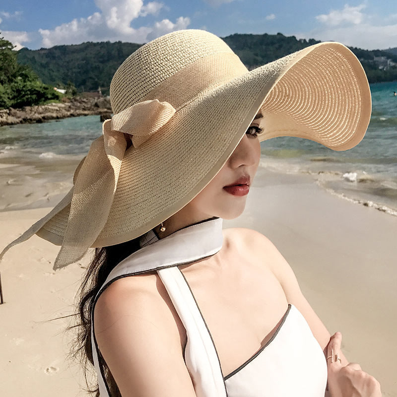 Women's Seaside Summer Vacation Foldable Sun Hat With Wide Brim - Dannycart